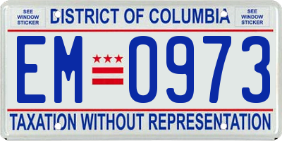 DC license plate EM0973