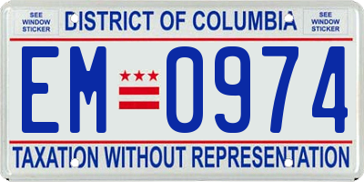 DC license plate EM0974