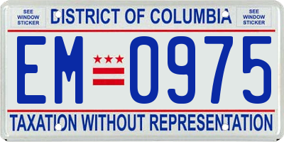 DC license plate EM0975