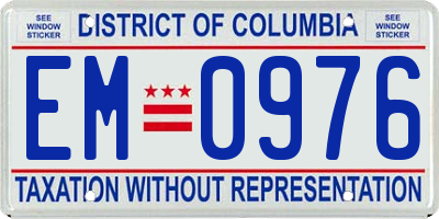 DC license plate EM0976