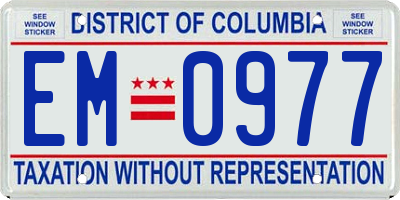 DC license plate EM0977