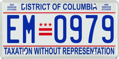 DC license plate EM0979