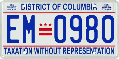 DC license plate EM0980