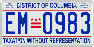 DC license plate EM0983