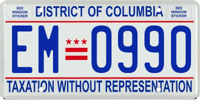 DC license plate EM0990