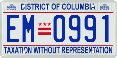 DC license plate EM0991