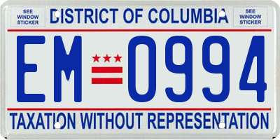 DC license plate EM0994