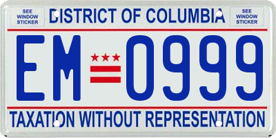 DC license plate EM0999