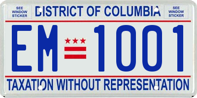 DC license plate EM1001