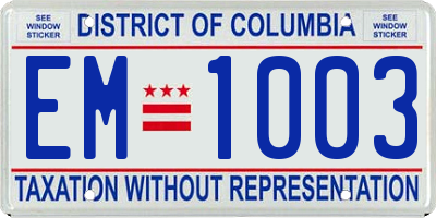DC license plate EM1003