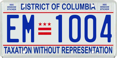 DC license plate EM1004