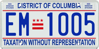 DC license plate EM1005