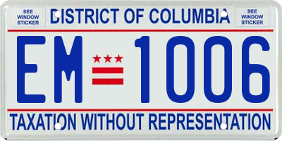 DC license plate EM1006