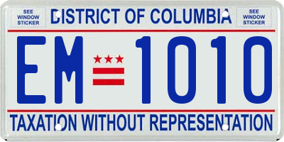 DC license plate EM1010