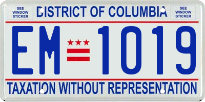 DC license plate EM1019