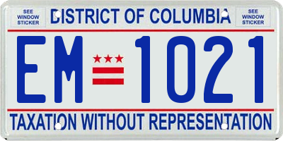 DC license plate EM1021