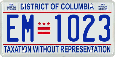 DC license plate EM1023