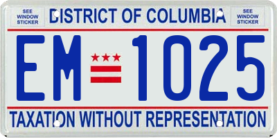 DC license plate EM1025