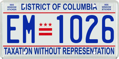 DC license plate EM1026