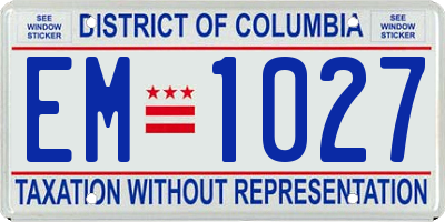 DC license plate EM1027