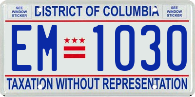DC license plate EM1030