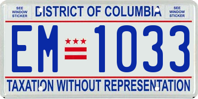 DC license plate EM1033