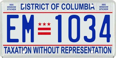 DC license plate EM1034