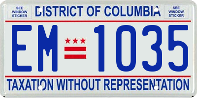 DC license plate EM1035