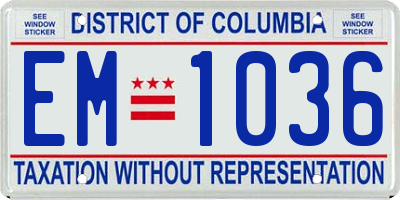 DC license plate EM1036
