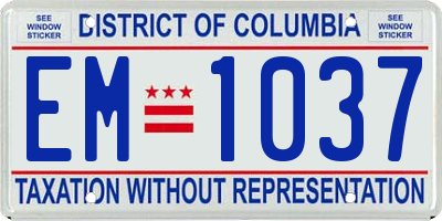 DC license plate EM1037