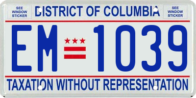 DC license plate EM1039