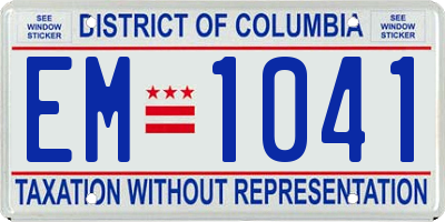 DC license plate EM1041