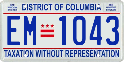 DC license plate EM1043