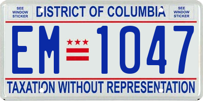 DC license plate EM1047