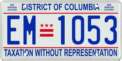 DC license plate EM1053