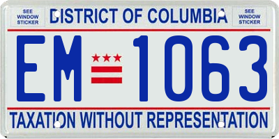 DC license plate EM1063