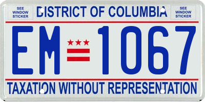 DC license plate EM1067