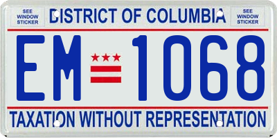 DC license plate EM1068