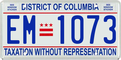 DC license plate EM1073