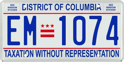 DC license plate EM1074