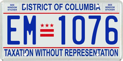 DC license plate EM1076