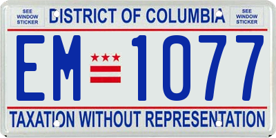 DC license plate EM1077