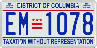 DC license plate EM1078