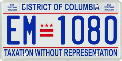 DC license plate EM1080