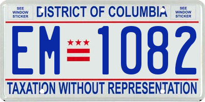 DC license plate EM1082