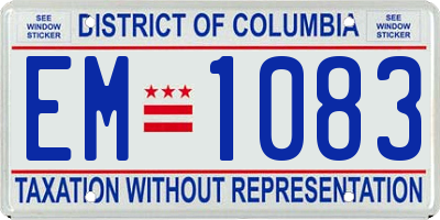 DC license plate EM1083