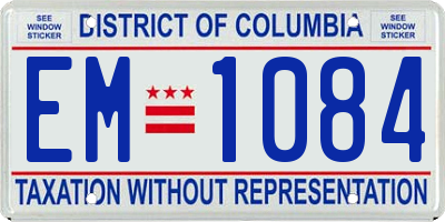 DC license plate EM1084