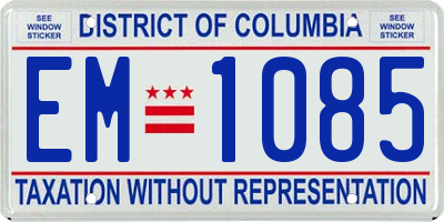 DC license plate EM1085