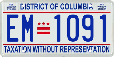 DC license plate EM1091