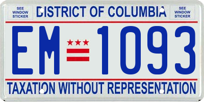 DC license plate EM1093